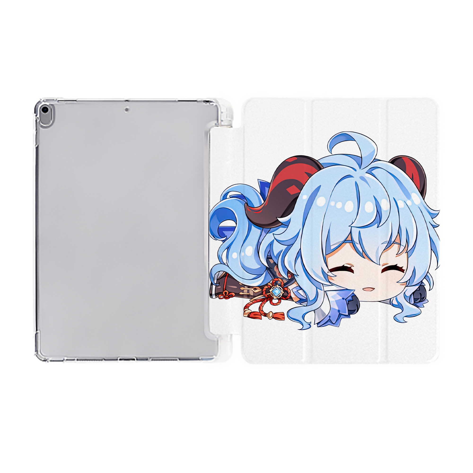げんし神 甘雨 かんう genshin Ganyu IPad ケース ペン収納付き 三つ折りスタンド PUレザー×シリコン 対応機種9.5/10.5/10.9インチ